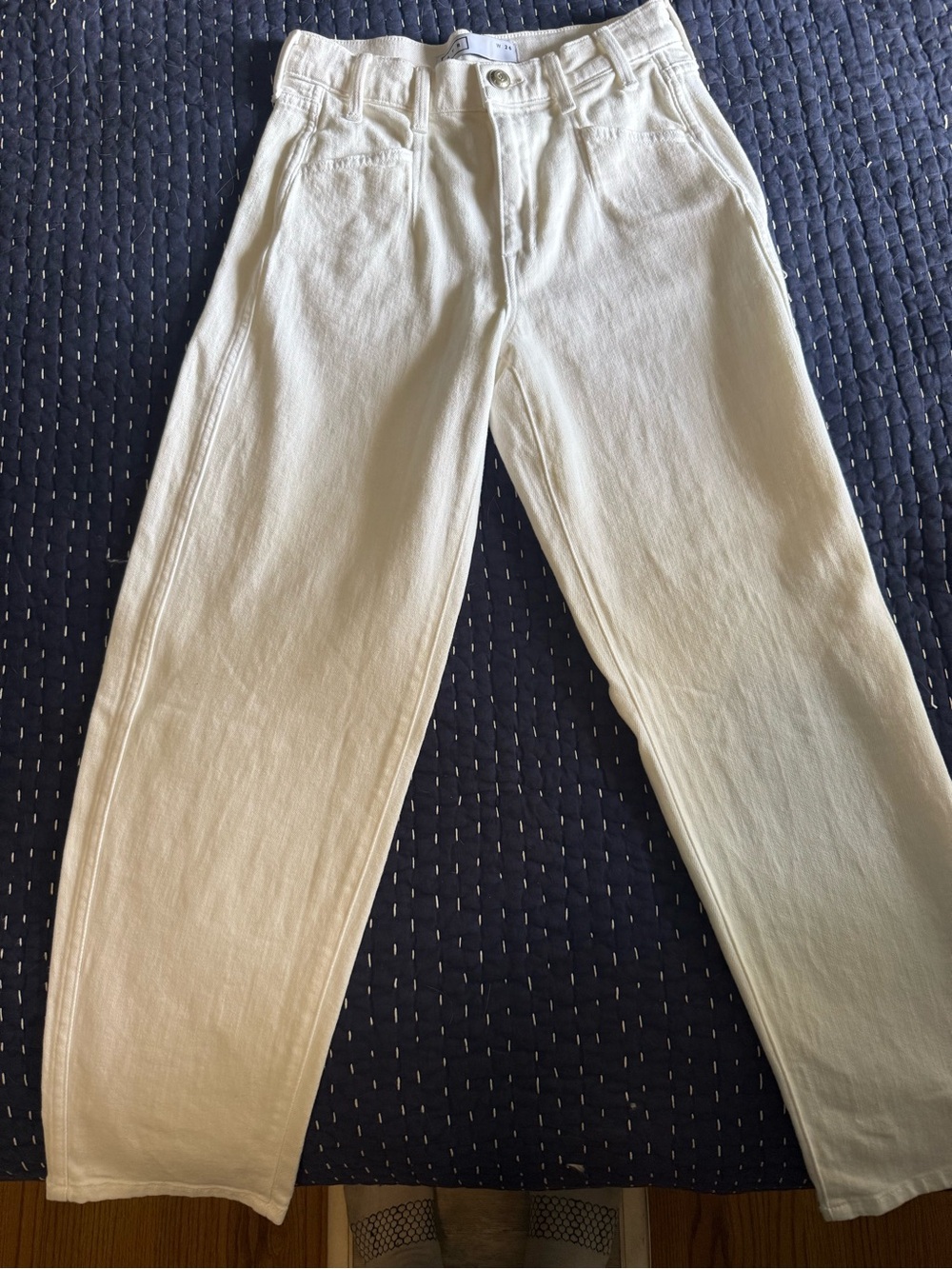 AYR White High-Rise Ankle Crop Jeans
